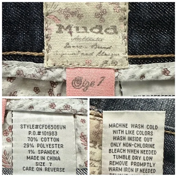 Mudd Dark Wash Denim Jean Shorts with Embroidered Back Pockets Junior’s 7 - Picture 11 of 12